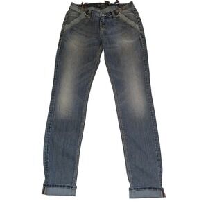 Silver Jeans Co Gordie Boyfriend Cut Women's Jeans w/ Suspenders Medium Wash 28‎